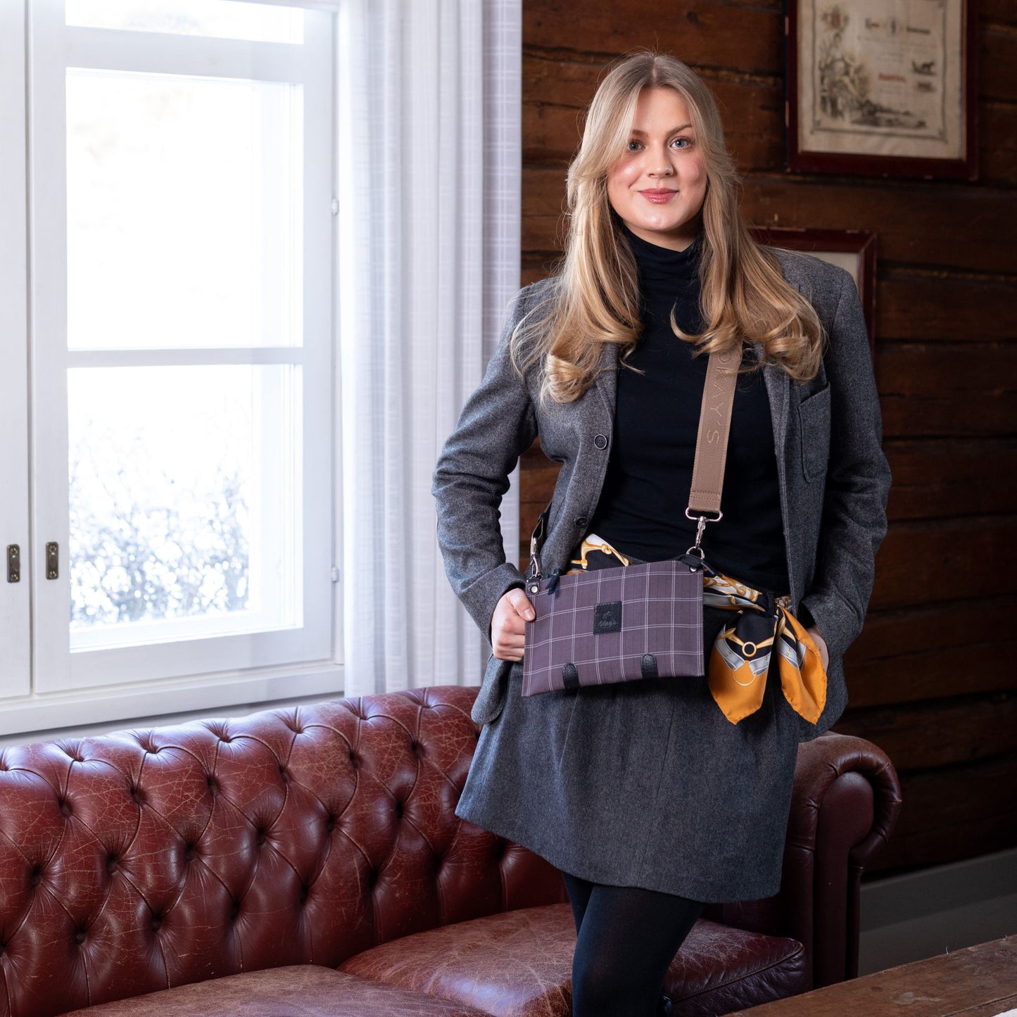 Olkalaukku Pipsa, harmaa ruudullinen